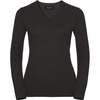Pullover femme col v RU710F - Charcoal Marl personnalisable - Vue de face