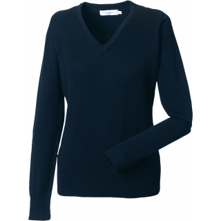 Pullover femme col v RU710F - French Navy personnalisable - Vue de face