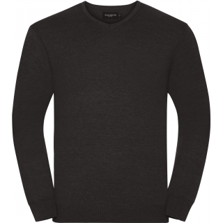Pullover homme col v RU710M - Charcoal Marl personnalisable - Vue de face