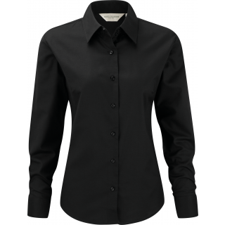 Chemise femme manches longues Oxford RU932F - Black personnalisable - Vue de face