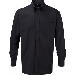 Chemise homme manches longues Oxford RU932M - Black personnalisable - Vue de face
