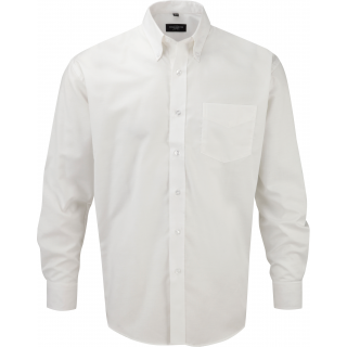 Chemise homme manches longues Oxford RU932M - White personnalisable - Vue de face