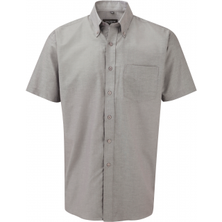 Chemise homme manches courtes Oxford RU933M - Silver personnalisable - Vue de face