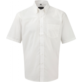 Chemise homme manches courtes Oxford RU933M - White personnalisable - Vue de face