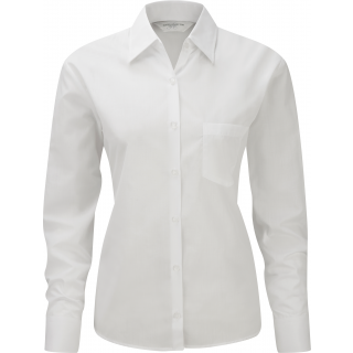 Chemise femme popeline polycoton manches longues RU934F - White personnalisable - Vue de face