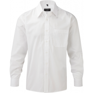 Chemise homme popeline polycoton manches longues RU934M - White personnalisable - Vue de face