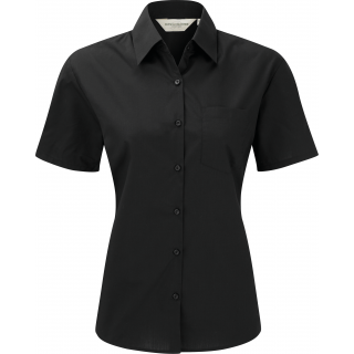 Chemise femme popeline polycoton manches courtes RU935F - Black personnalisable - Vue de face