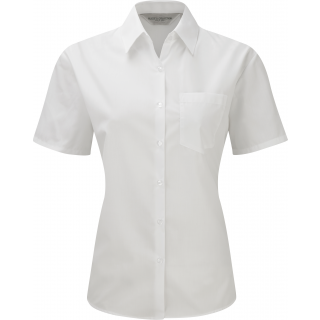 Chemise femme popeline polycoton manches courtes RU935F - White personnalisable - Vue de face