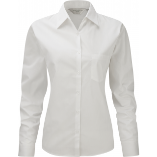 Chemise femme popeline pur coton manches longues RU936F - White personnalisable - Vue de face