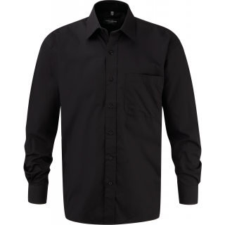 Chemise homme popeline pur coton manches longues RU936M - Black personnalisable - Vue de face