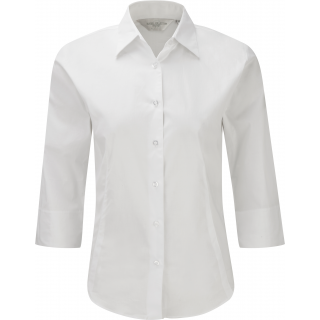 Chemise fittée femme manches 3/4 RU946F - White personnalisable - Vue de face