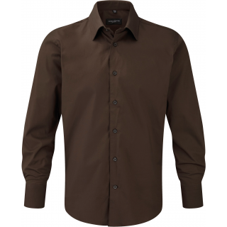 Chemise fittée homme manches longues RU946M - Chocolate personnalisable - Vue de face