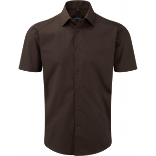 Chemise fittée homme manches courtes RU947M - Chocolate personnalisable - Vue de face