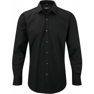Chemise homme manches longues Ultimate stretch RU960M - Black personnalisable - Vue de face