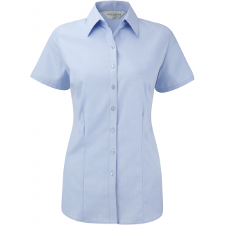 Chemise femme manche courtes à chevrons RU963F - Light Blue personnalisable - Vue de face