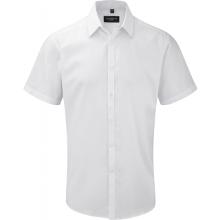 Chemise homme manche courtes à chevrons RU963M - White personnalisable - Vue de face