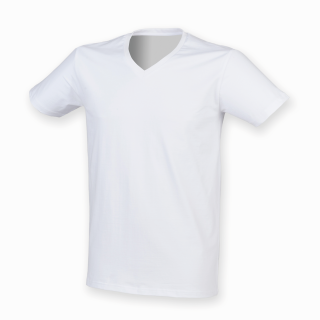 T-shirt homme col v Feel Good SFM122 - White personnalisable - Vue de face