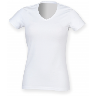 T-shirt femme col v Feel Good SK122 - White personnalisable - Vue de face