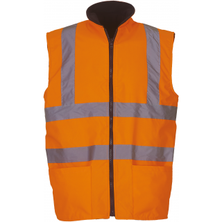 Bodywarmer réversible haute visibilité YHV008F - Hi Vis Orange personnalisable - Vue de face