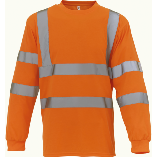 T-shirt haute visibilité manches longues YHVJ420 - Hi Vis Orange personnalisable - Vue de face