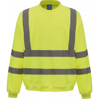 Sweat-shirt haute visibilité col rond YHVJ510 - Hi Vis Yellow personnalisable - Vue de face
