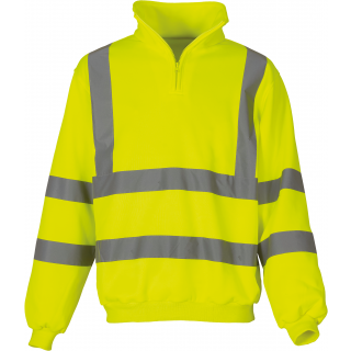 Sweat-shirt 1/4 zip haute visibilité YHVK06 - Hi Vis Yellow personnalisable - Vue de face