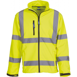 Veste softshell haute visibilité YHVK09 - Hi Vis Yellow personnalisable - Vue de face