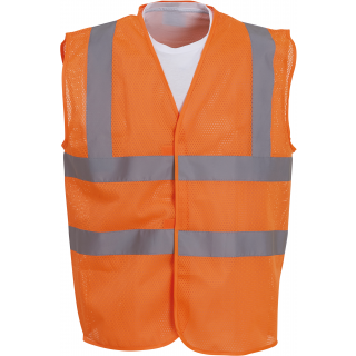 Gilet haute visibilité à maille ajourée recyclée YHVW120 - Hi Vis Orange personnalisable - Vue de face