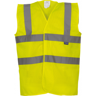 Gilet haute visibilité à maille ajourée recyclée YHVW120 - Hi Vis Yellow personnalisable - Vue de face