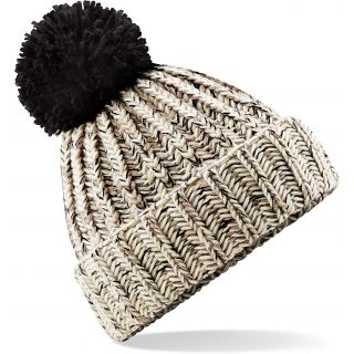 Bonnet à pompon en maille torsadée - Oatmeal Twist