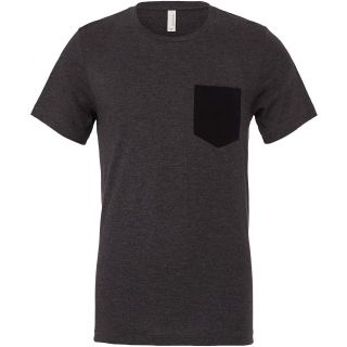 T-shirt homme manches courtes avec poche BE3021 - Dark Grey Heather / Black
