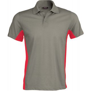 Polo bicolore manches courtes Flag K232 - Light Grey / Red