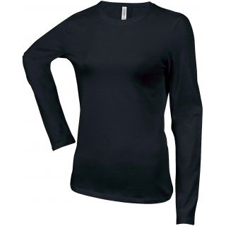 T-shirt femme col rond manches longues Carla K328 - Black