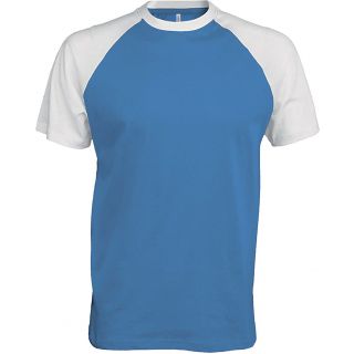 T-shirt bicolore manches courtes baseball K330 - Aqua Blue / White