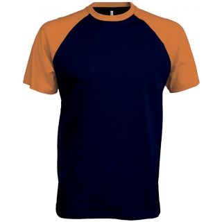 T-shirt bicolore manches courtes baseball K330 - Navy / Orange
