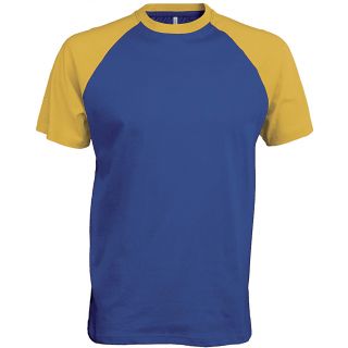 T-shirt bicolore manches courtes baseball K330 - Royal Blue / Yellow