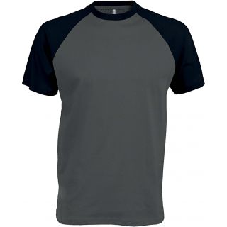 T-shirt bicolore manches courtes baseball K330 - Slate Grey / Black