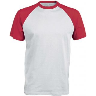 T-shirt bicolore manches courtes baseball K330 - White / Red