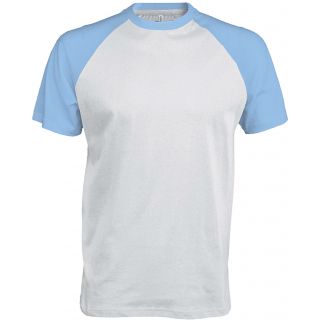 T-shirt bicolore manches courtes baseball K330 - White / Sky Blue