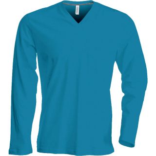 T-shirt homme manches longues col V K358 - Tropical Blue