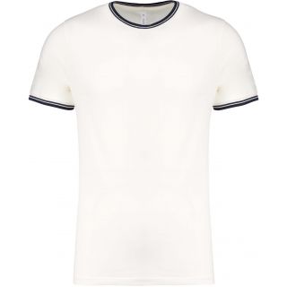 T-shirt homme maille piquée col rond K373 - Off White / Navy
