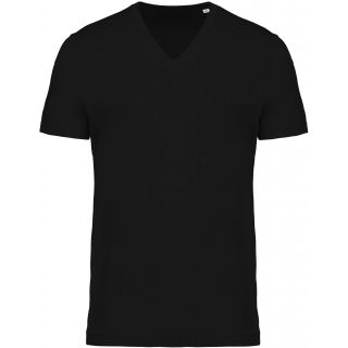 T-shirt homme coton bio col V K376 - Black