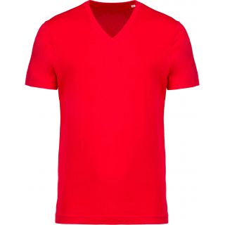T-shirt homme coton bio col V K376 - Red
