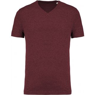 T-shirt homme coton bio col V K376 - Wine Heather