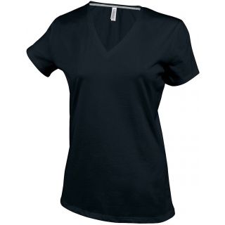 T-shirt femme manches courtes col V K381 - Black