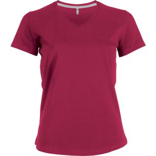 T-shirt femme manches courtes col V K381 - Fuchsia