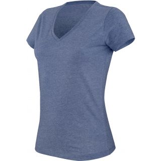 T-shirt femme col V "mélange" manches courtes K387 - Blue Heather