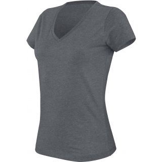 T-shirt femme col V "mélange" manches courtes K387 - Dark Grey Heather