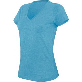 T-shirt femme col V "mélange" manches courtes K387 - Tropical Blue Heather