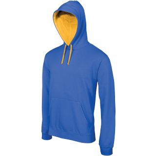 Sweat-shirt homme à capuche contrastée K446 - Light Royal Blue / Yellow